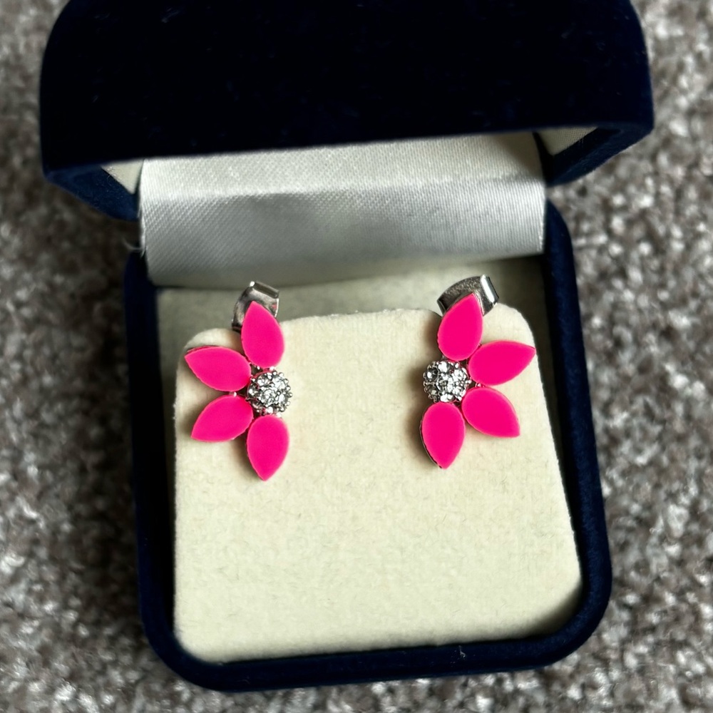 Hot Pink Flower Earrings